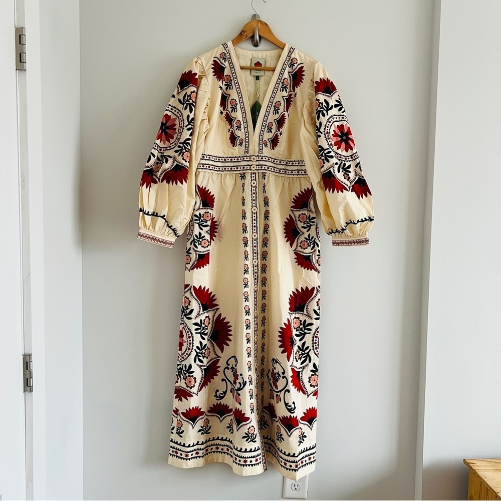 New Farm Rio Cream Cashew Mandala Maxi Dress Size Small - Picture 2 of 9